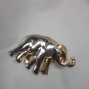 Elegant Silver and Gold Elephant Brooch